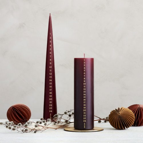 ester & erik - Calender Cone Candles, Wine red 34 cm