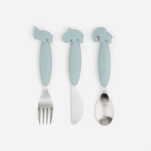 Done By Deer - Easy-grip cutlery set Deer friends Blue