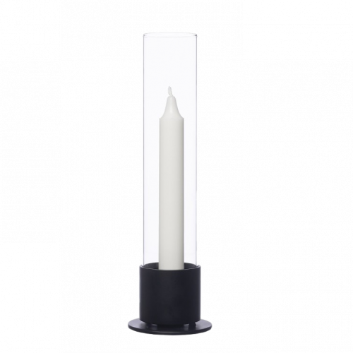 Ernst - Ljusstake med glascylinder, svart